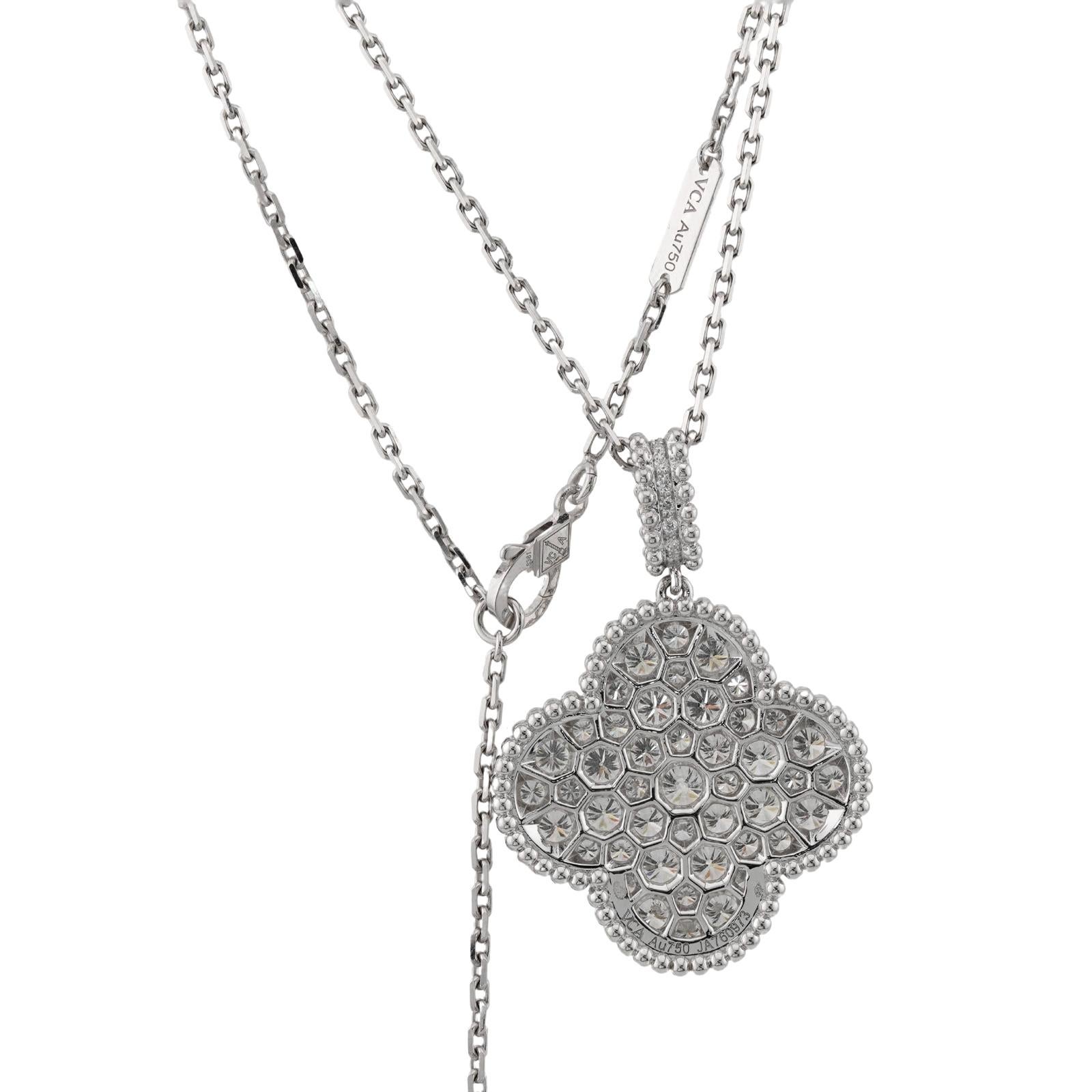 VAN CLEEF & ARPELS Magic Alhambra Halskette mit langem Diamant-Anhänger (Brillantschliff)