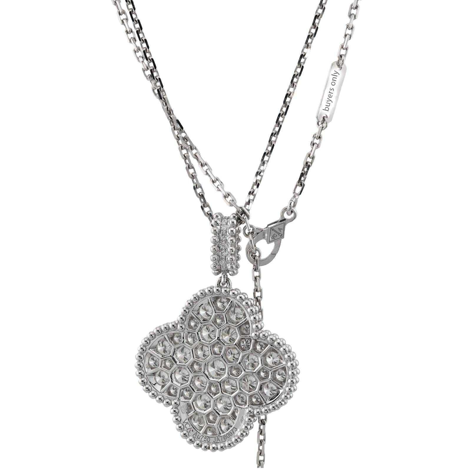 VAN CLEEF & ARPELS Magic Alhambra Halskette mit langem Diamant-Anhänger im Zustand „Hervorragend“ in New York, NY