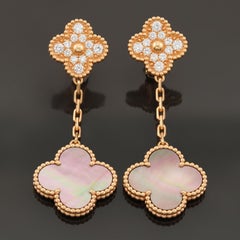 VAN CLEEF & ARPELS Orecchini in oro rosa con diamanti e madreperla Magic Alhambra