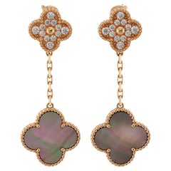 VAN CLEEF & ARPELS Magic Alhambra Diamond Mother-of-Pearl Rose Gold Earrings