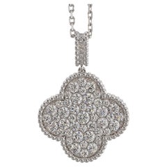 VAN CLEEF & ARPELS Magic Alhambra Diamond White Gold Pendant Long Necklace Box C