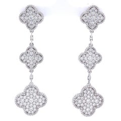 Van Cleef & Arpels Magic Alhambra Earrings 158 Diamond 3 Motifs 18k White Gold