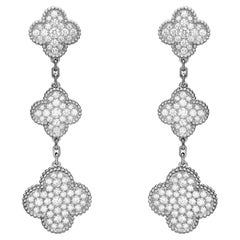 Van Cleef & Arpels Magic Alhambra Earrings 158 Diamond 3 Motifs 18k White Gold