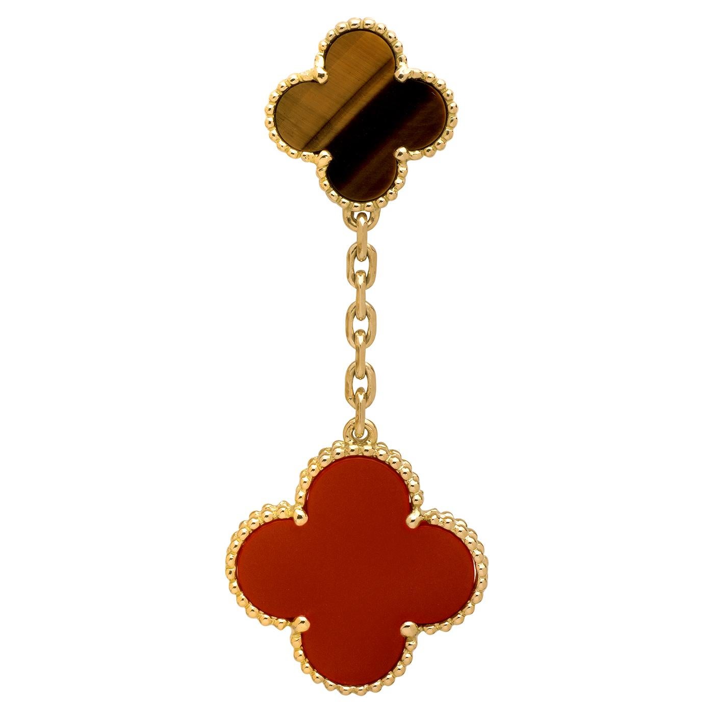 Modernist Van Cleef & Arpels Magic Alhambra Earrings 2 Motifs In 18K Yellow Gold For Sale