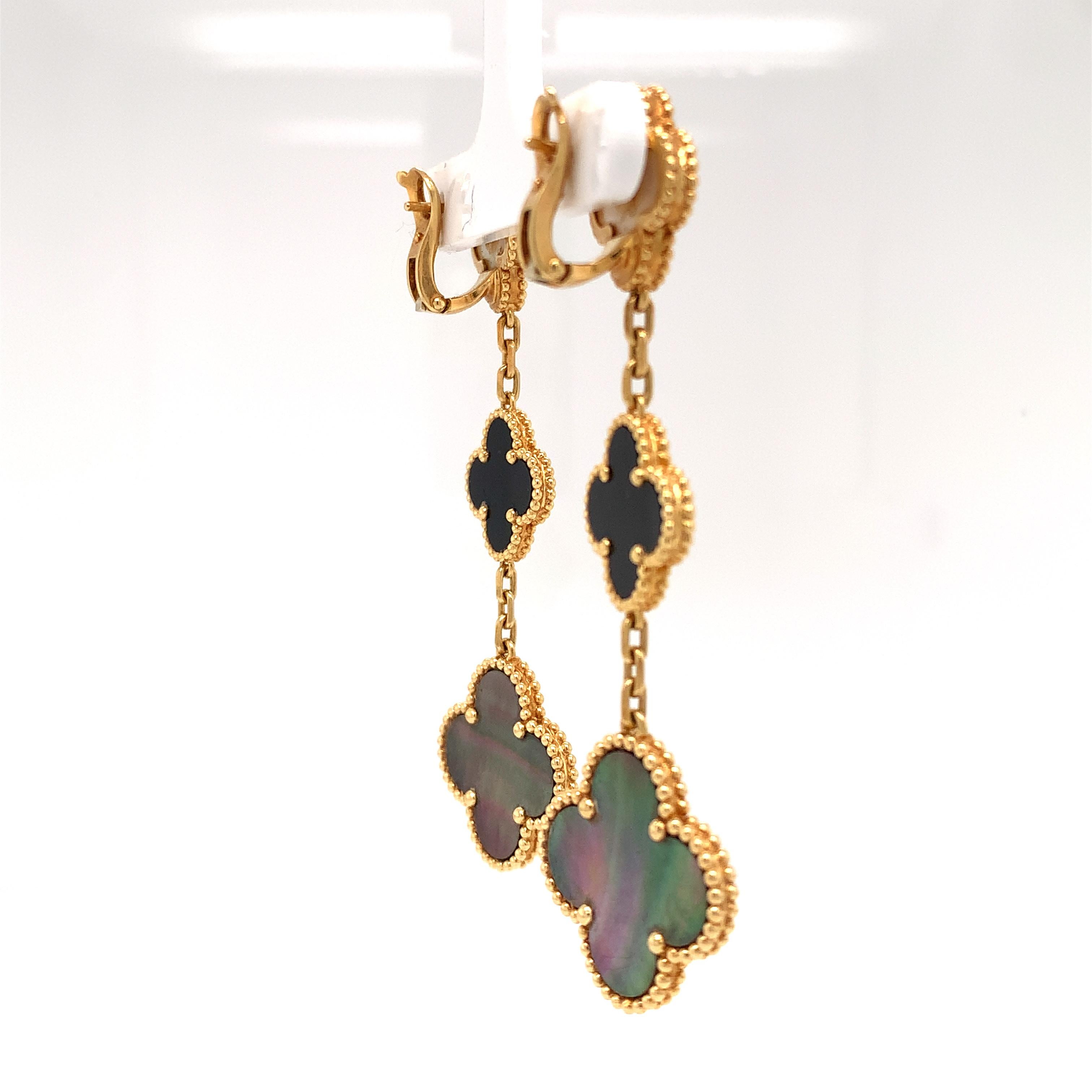 Modernist Van Cleef & Arpels Magic Alhambra Earrings, 3 Motifs