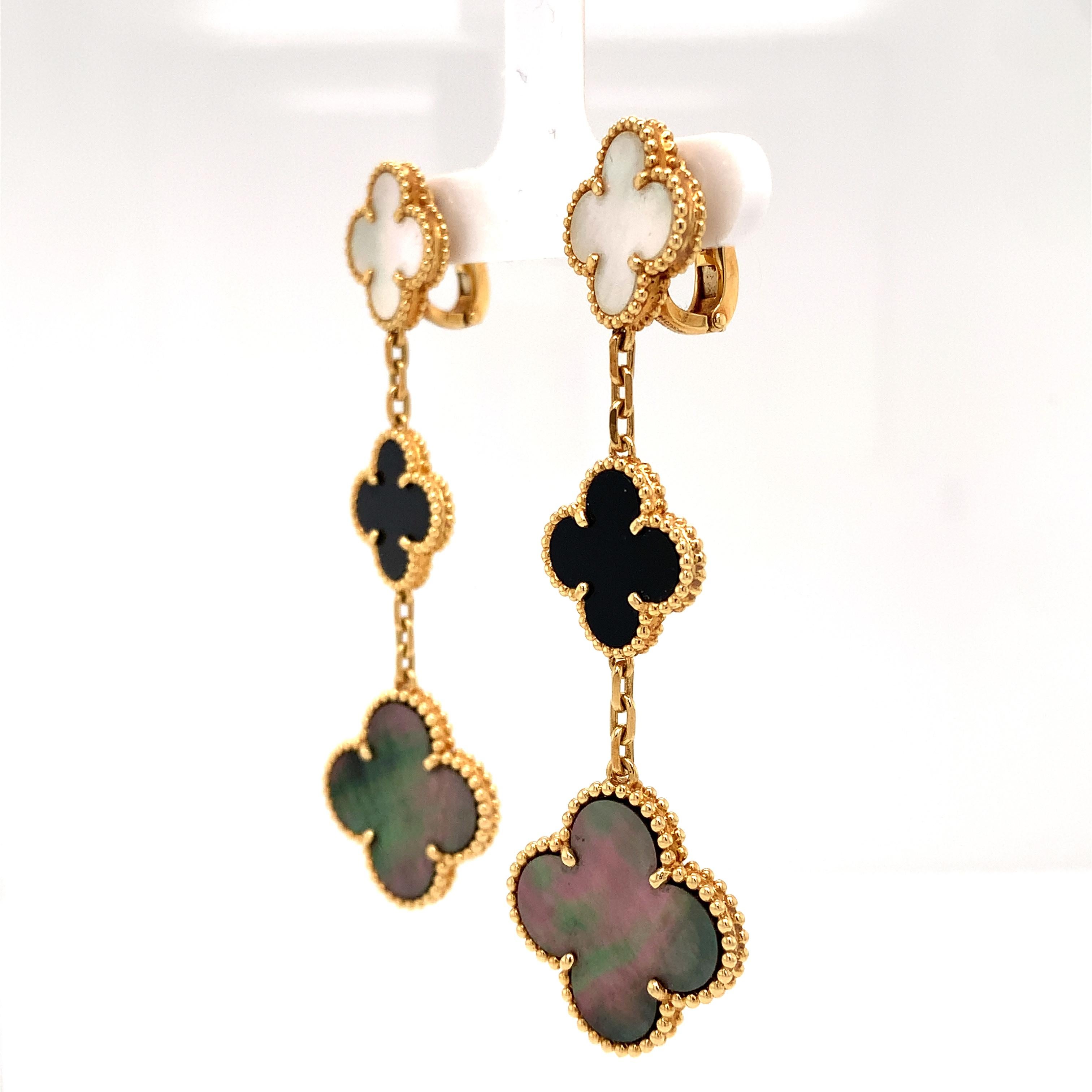 Van Cleef & Arpels Magic Alhambra Earrings, 3 Motifs In New Condition In Aventura, FL