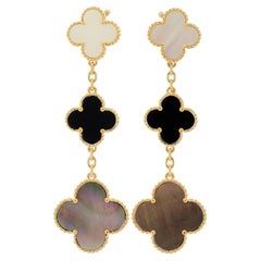 Van Cleef & Arpels - Magic Alhambra Earrings (3 Motifs) YG, MoP & Onyx