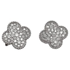 Van Cleef & Arpels Magic Alhambra Diamond Pave Earrings set in 18k White Gold