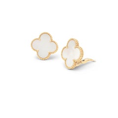 Van Cleef & Arpels 'Magic Alhambra' Gold and Mother of Pearl Earrings