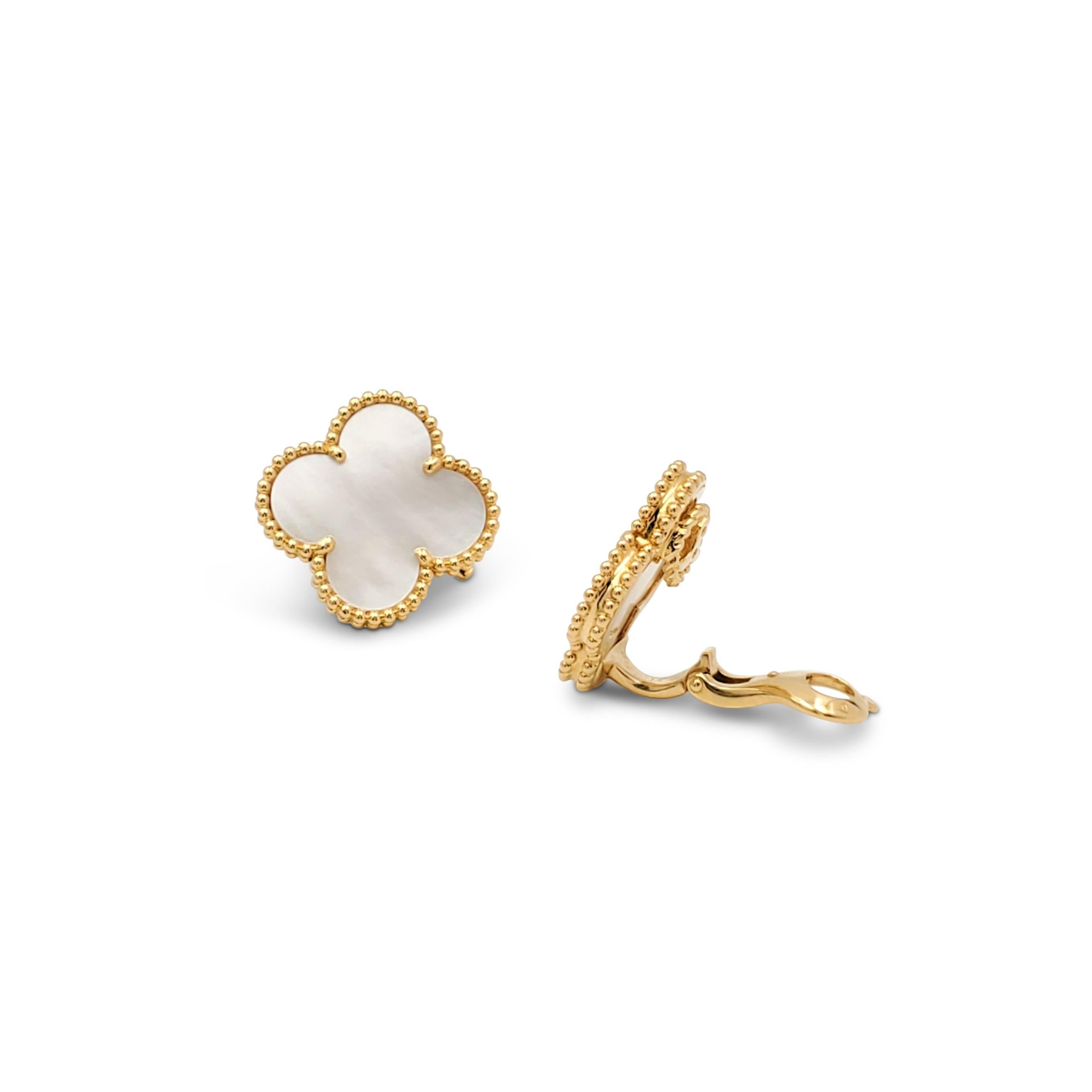 Van Cleef & Arpels 'Magic Alhambra' Gold und Perlmutt-Ohrringe (Ungeschliffen)