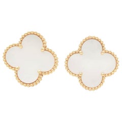 Van Cleef & Arpels 'Magic Alhambra' Gold and Mother of Pearl Earrings