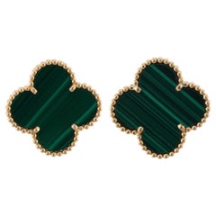 VAN CLEEF & ARPELS Magic Alhambra Green Malachite Yellow Gold Earrings