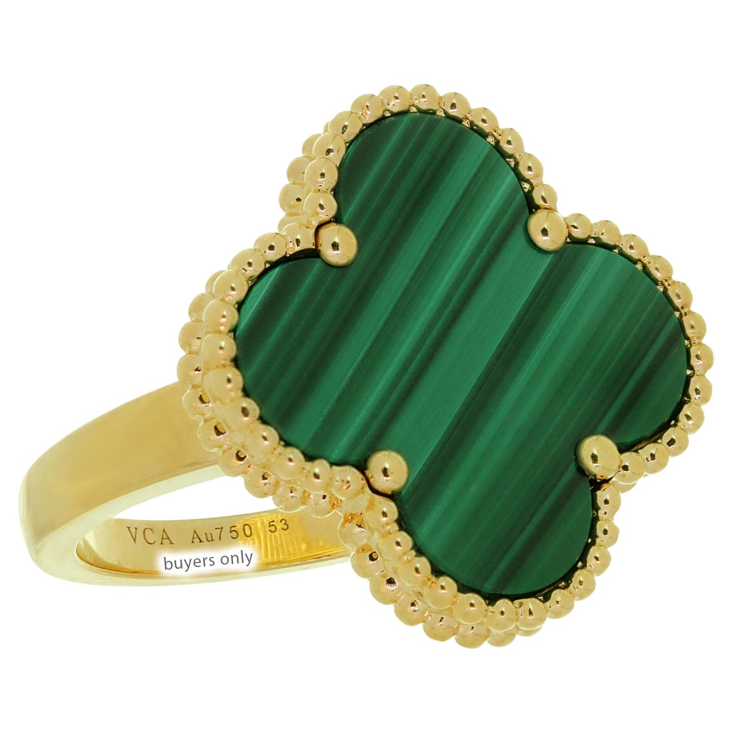 Van Cleef &amp; Arpels Magic Alhambra Ring aus Gelbgold mit grünem Malachit 2