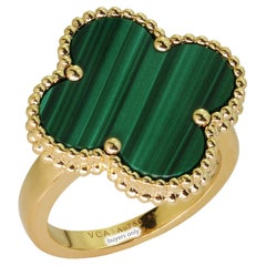 Van Cleef &amp;amp; Arpels Magic Alhambra Ring aus Gelbgold mit grünem Malachit