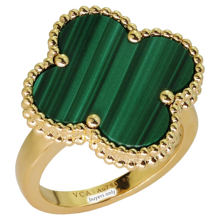 Van Cleef and Arpels Magic Alhambra Green Malachite Yellow Gold Ring For  Sale at 1stDibs | van cleef green ring, van cleef ring green, green van  cleef ring