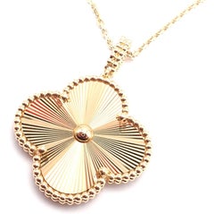 Van Cleef & Arpels Magic Alhambra Guilloché 1 Motif Pendant Long Necklace