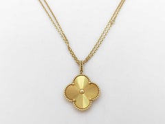 Van Cleef & Arpels Magic Alhambra Guilloche Long Yellow Gold Pendant Necklace