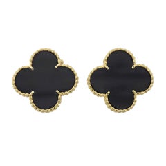 Vintage Van Cleef & Arpels Magic Alhambra Large Onyx Gold Earrings
