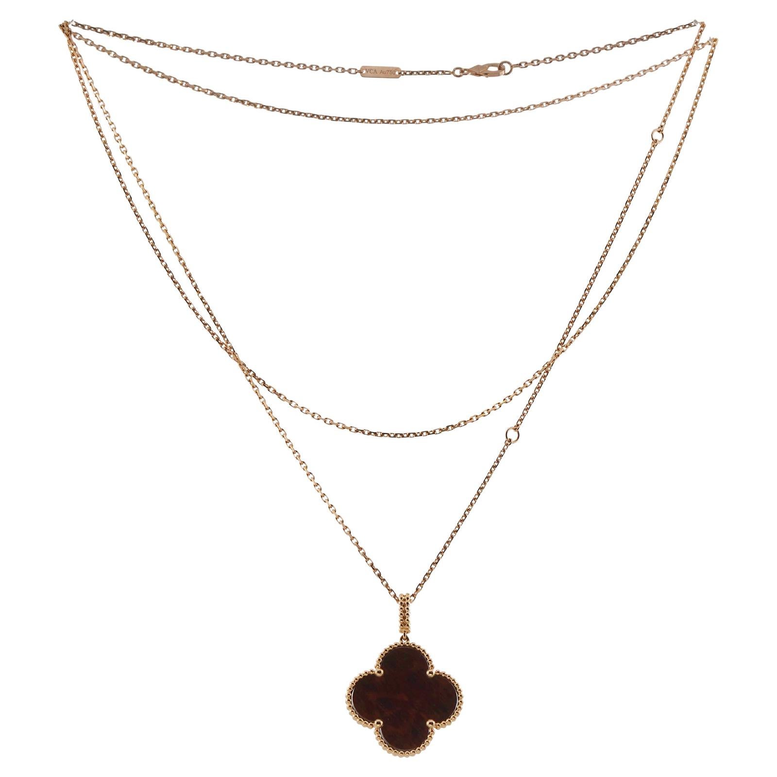 Women's VAN CLEEF & ARPELS Magic Alhambra Letterwood Rose Gold Long Pendant Necklace For Sale