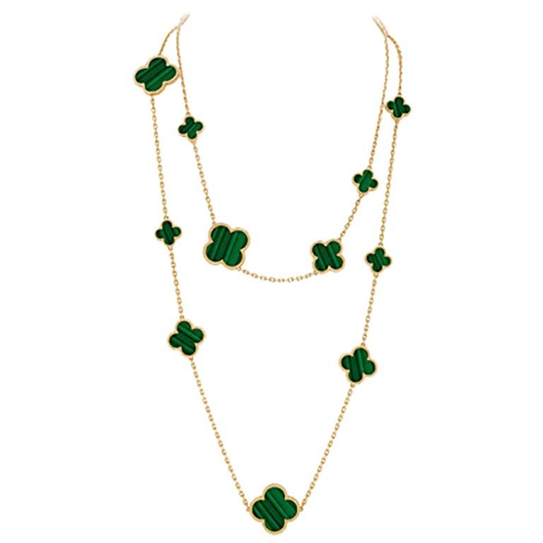 Van Cleef & Arpels Magic Alhambra Long Motifs Yellow Gold Necklace For Sale