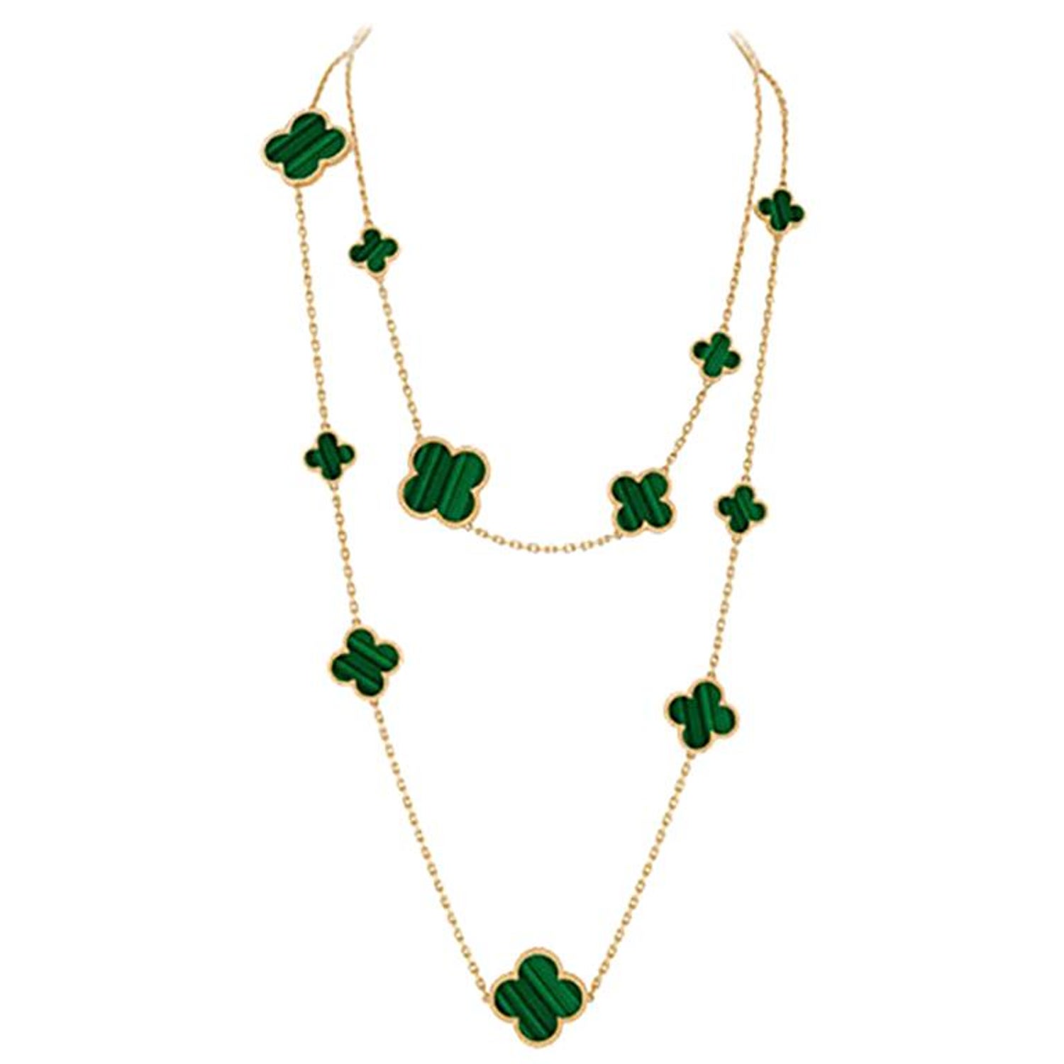 Van Cleef and Arpels Magic Alhambra Long Motifs Yellow Gold Necklace For  Sale at 1stDibs