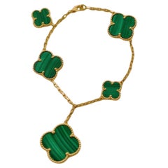 Van Cleef & Arpels Magic Alhambra Malachite 18K Yellow Gold Bracelet