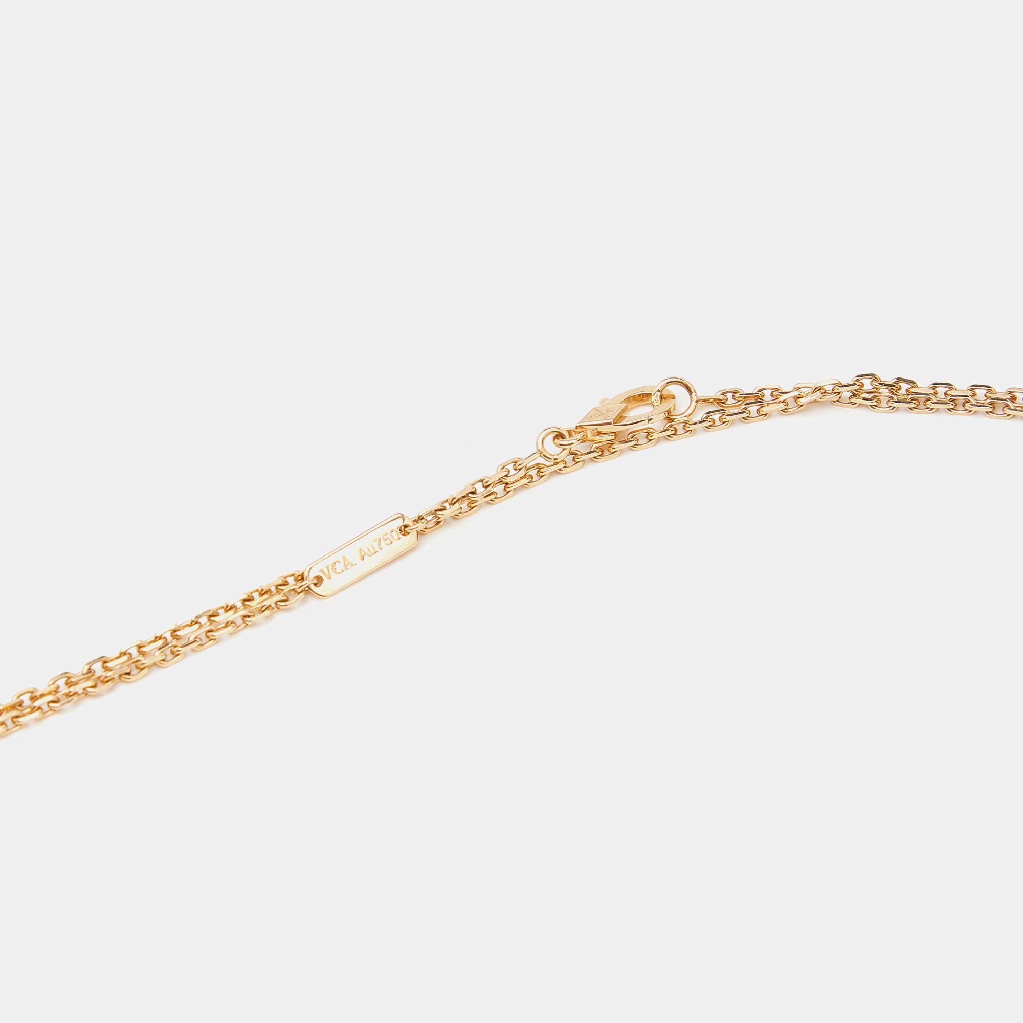 Women's Van Cleef & Arpels Magic Alhambra Malachite 18k Yellow Gold Long Necklace