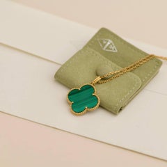 Van Cleef & Arpels Magic Alhambra Malachite 18K Yellow Gold Pendant Necklace