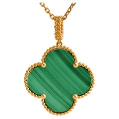 Van Cleef & Arpels Magic Alhambra Malachite 18K Yellow Gold Pendant Necklace