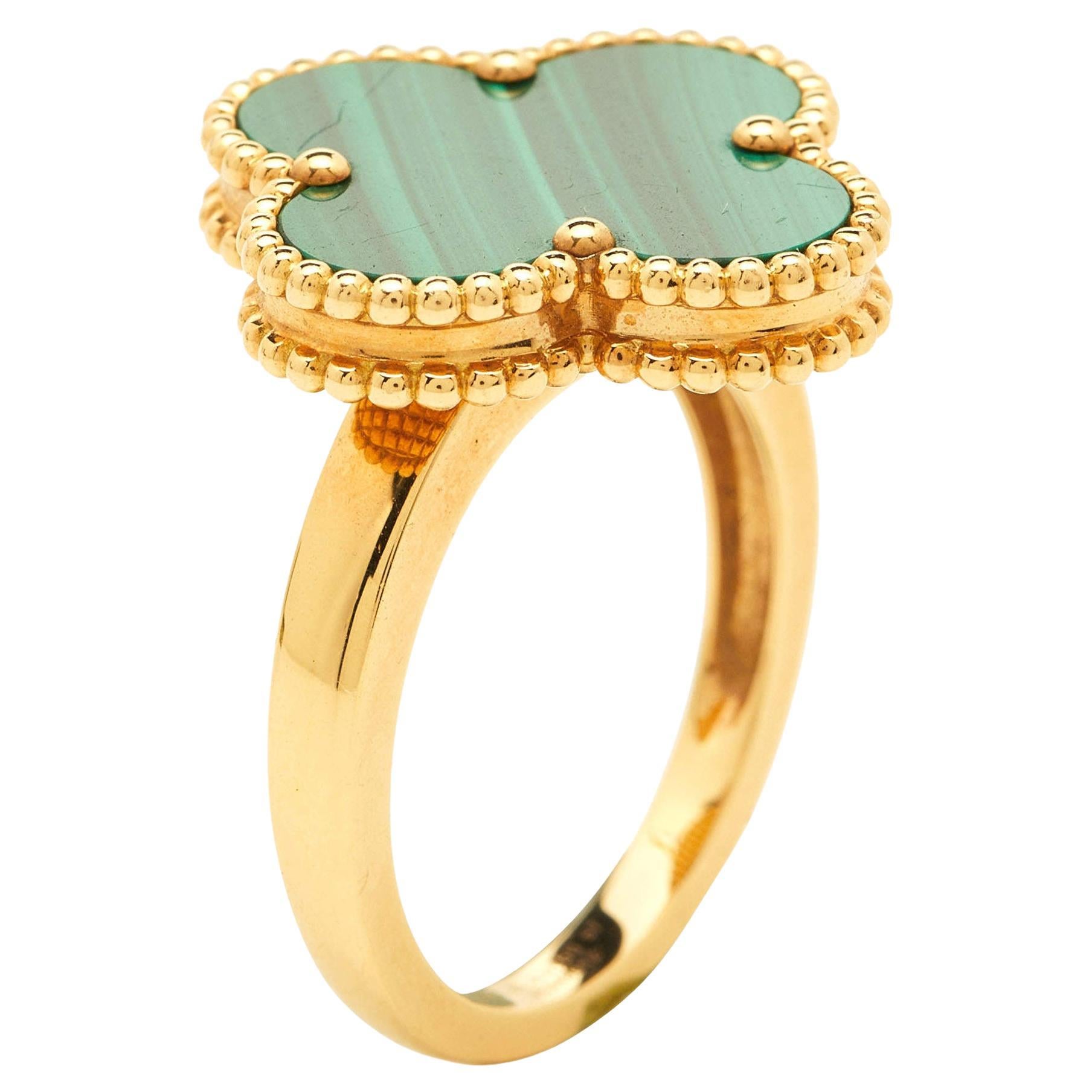 Van Cleef Arpels Alhambra malachite ring, mother of pearl