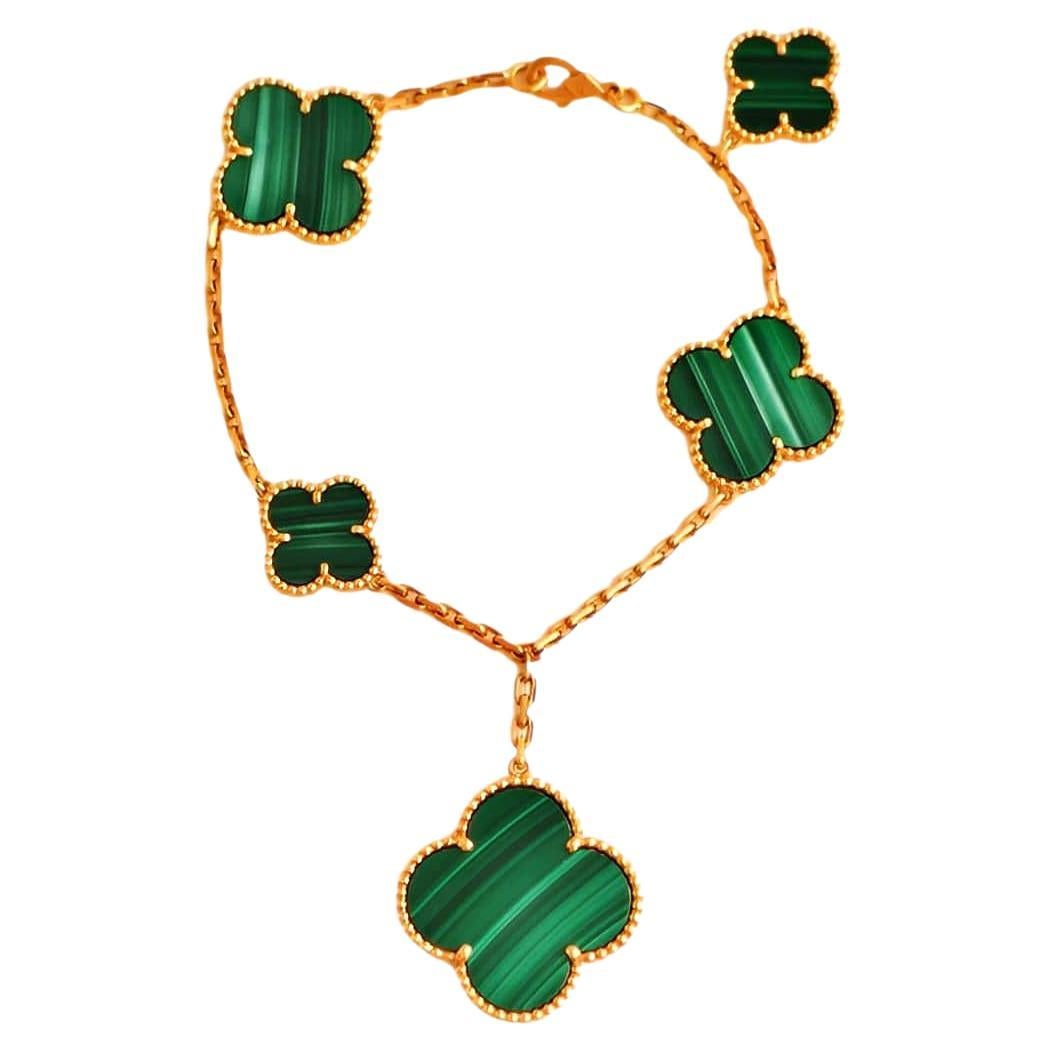 Van Cleef & Arpels Magic Alhambra Malachite 5 Motif Bracelet