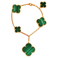 Van Cleef & Arpels Magic Alhambra Malachite 5 Motif Bracelet