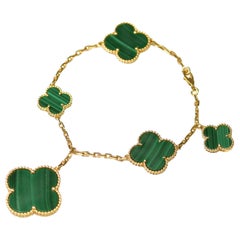 Van Cleef & Arpels Magic Alhambra Malachit 5 Motiv Armband & Halskette