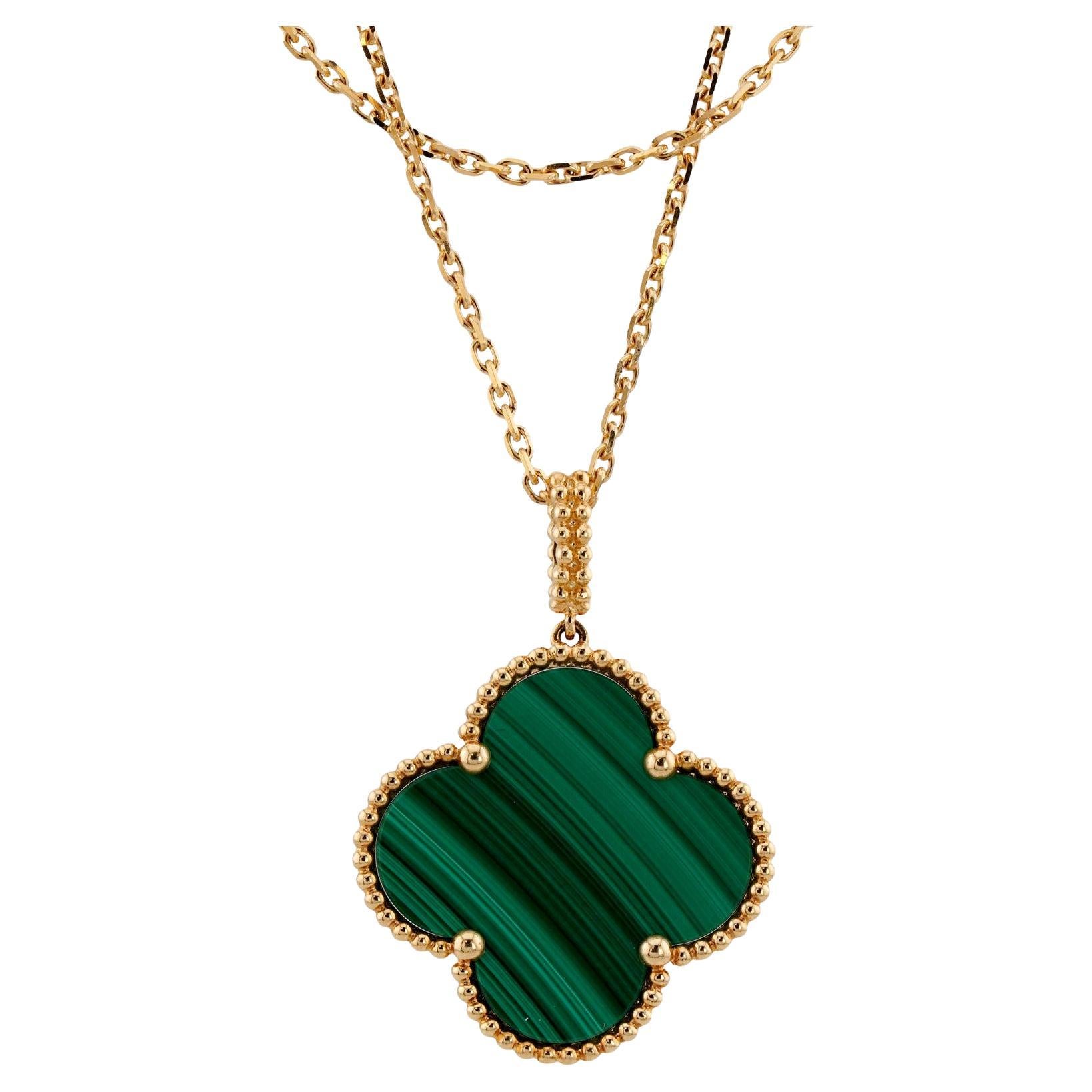 VAN CLEEF & ARPELS Magic Alhambra Malachite Long Pendant Necklace