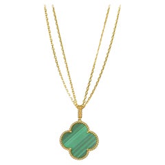 Van Cleef & Arpels Magic Alhambra Malachite Yellow Gold Pendant Long Necklace