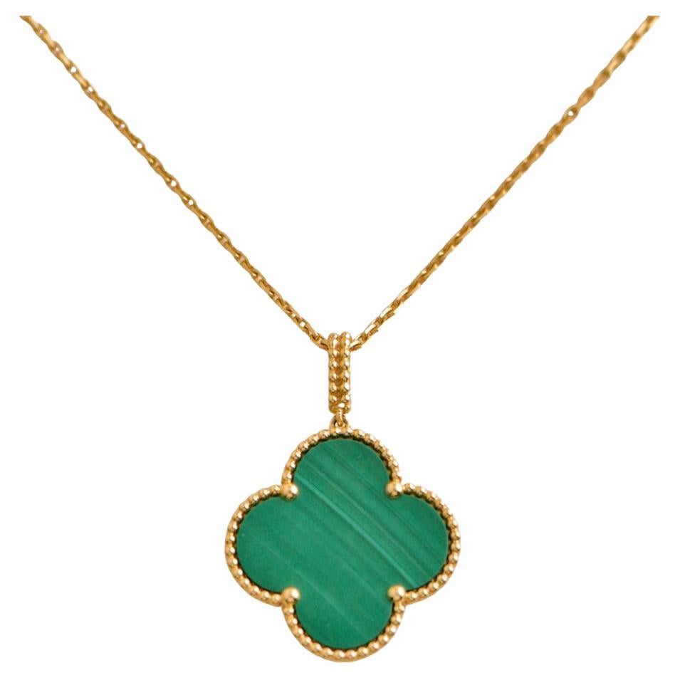 Van Cleef & Arpels Magic Alhambra Malachite Yellow Gold Pendant Long Necklace For Sale