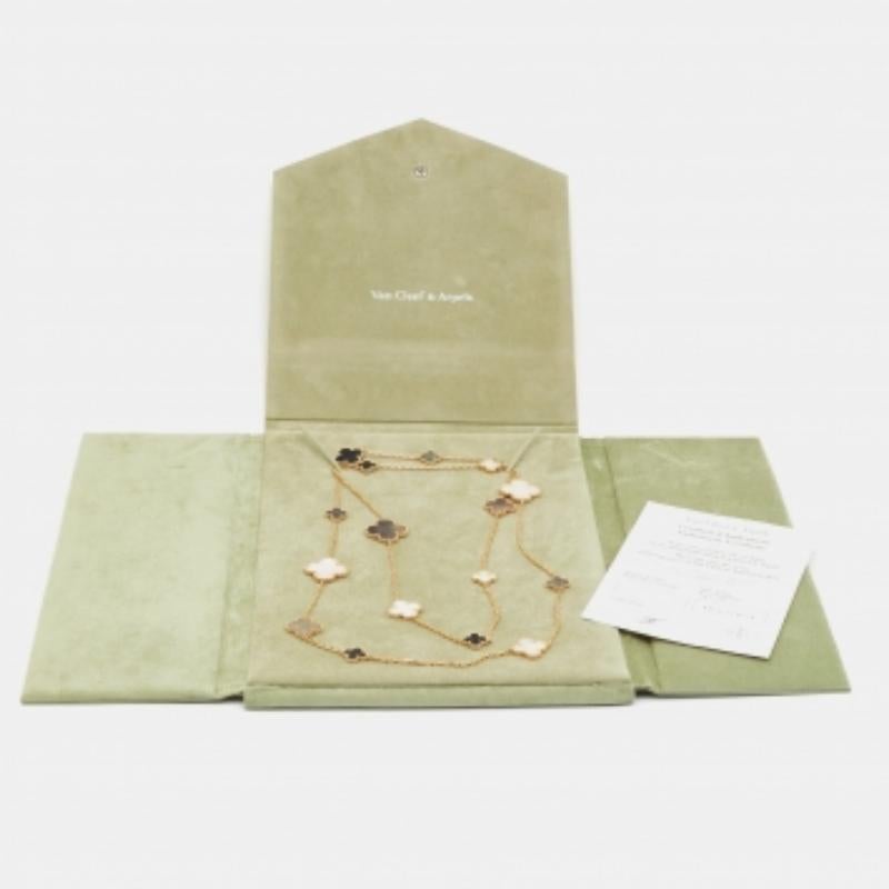 Van Cleef & Arpels Magic Alhambra Mother of Pearl 16 Motif Station Necklace In Good Condition For Sale In Dubai, Al Qouz 2