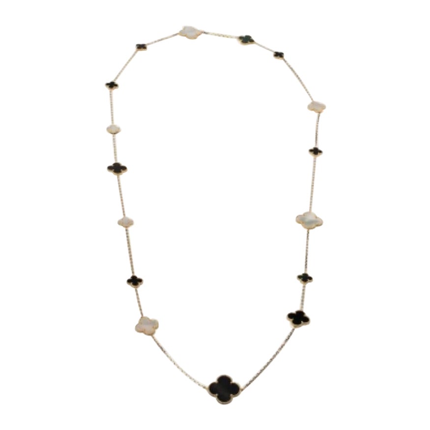 Van Cleef & Arpels Magic Alhambra Mother of Pearl 16 Motif Station Necklace For Sale