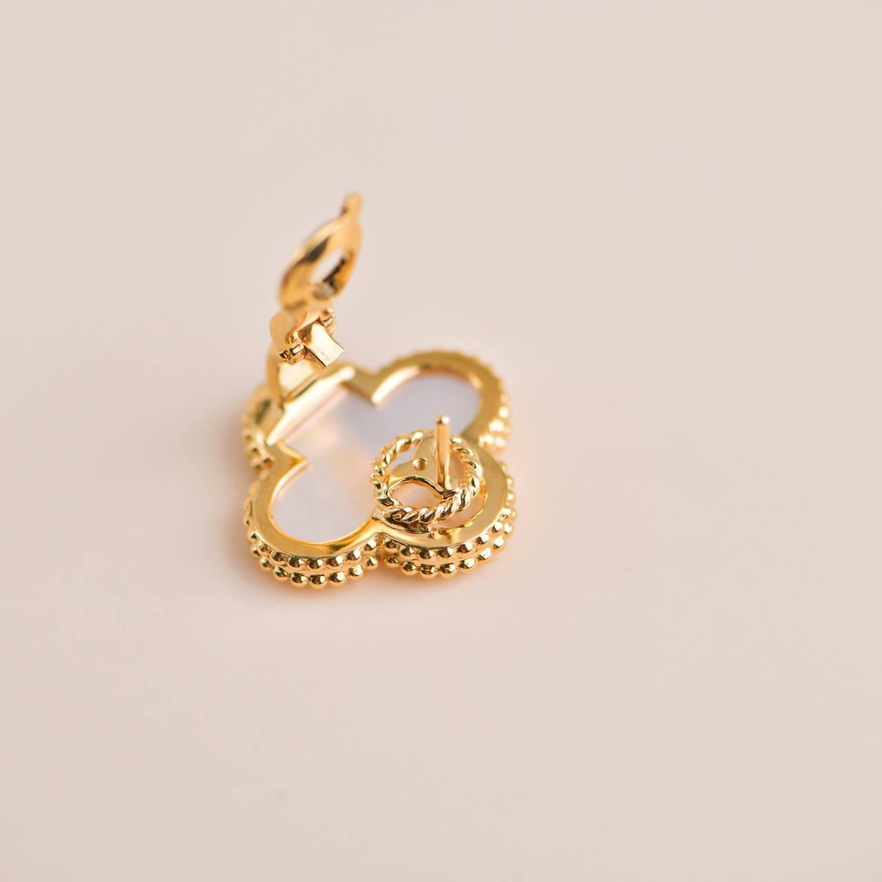 Women's or Men's Van Cleef & Arpels Magic Alhambra Mother-of-Pearl 18K Yellow Gold Earrings