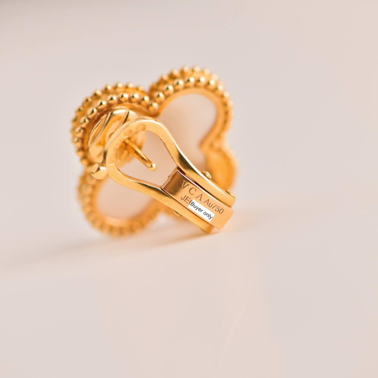 Women's or Men's Van Cleef & Arpels Magic Alhambra Mother-of-Pearl 18K Yellow Gold Earrings