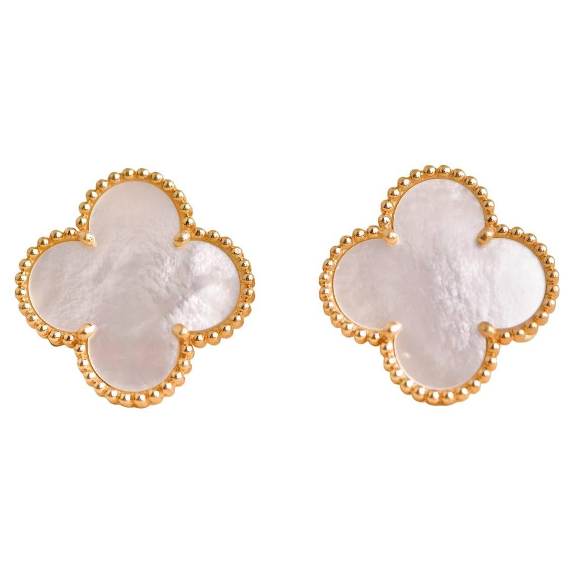 Van Cleef & Arpels Magic Alhambra Mother-of-Pearl 18K Yellow Gold Earrings