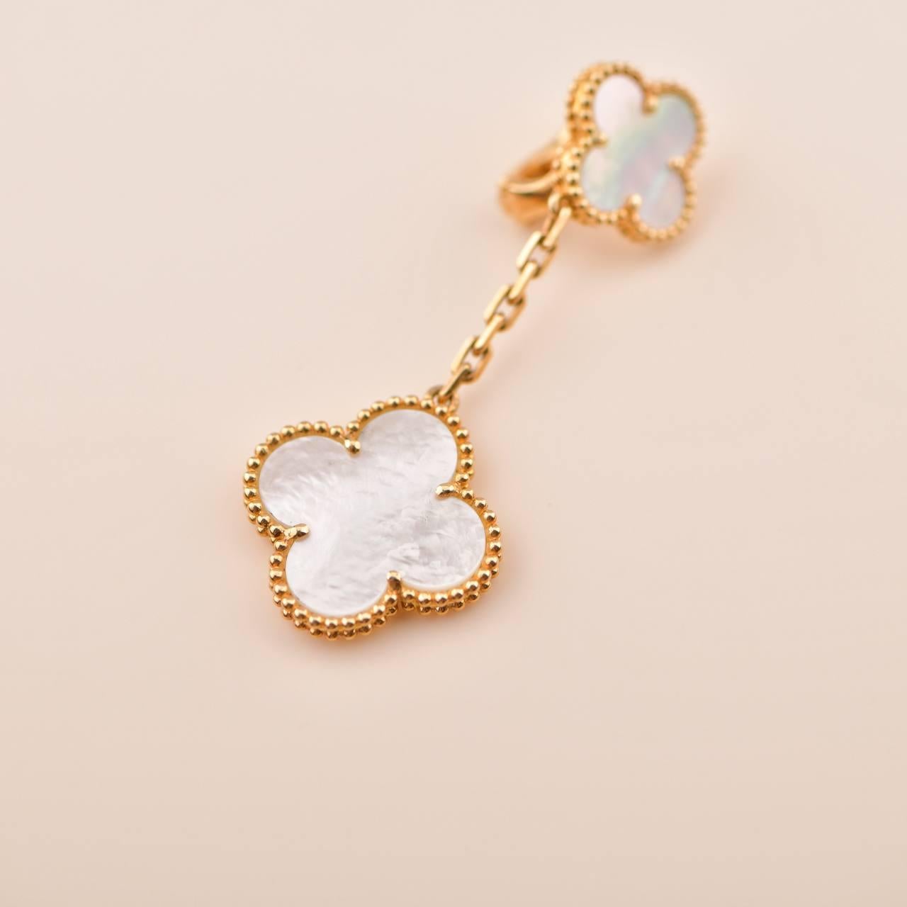 2 motifs - earrings woman yellow gold/mother-of-pearl