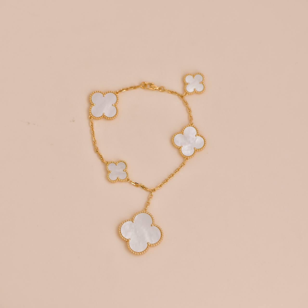 Women's or Men's Van Cleef & Arpels Magic Alhambra Mother-of-Pearl 5 Motif Bracelet
