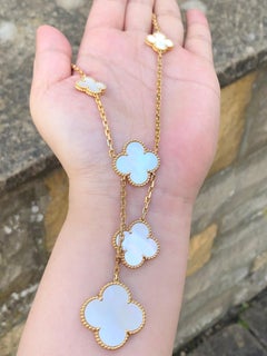Van Cleef & Arpels Magic Alhambra Mother of Pearl 6 Motifs 18k Gold Necklace