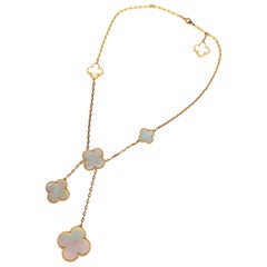 Van Cleef & Arpels Magic Alhambra Mother of Pearl 6 Motifs 18k Gold Necklace