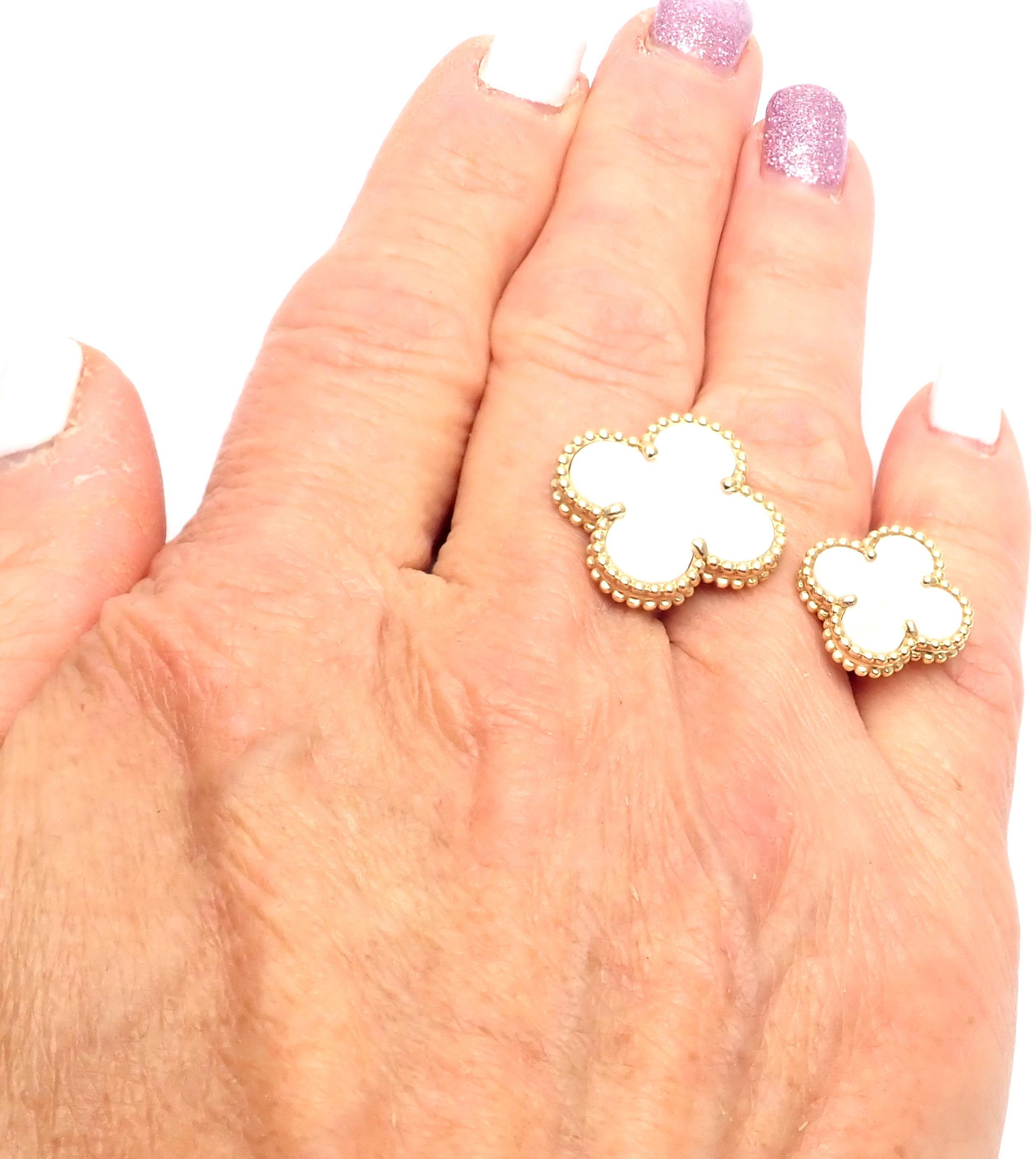 Van Cleef & Arpels Magic Alhambra Mother of Pearl Between Finger Gold Ring 1