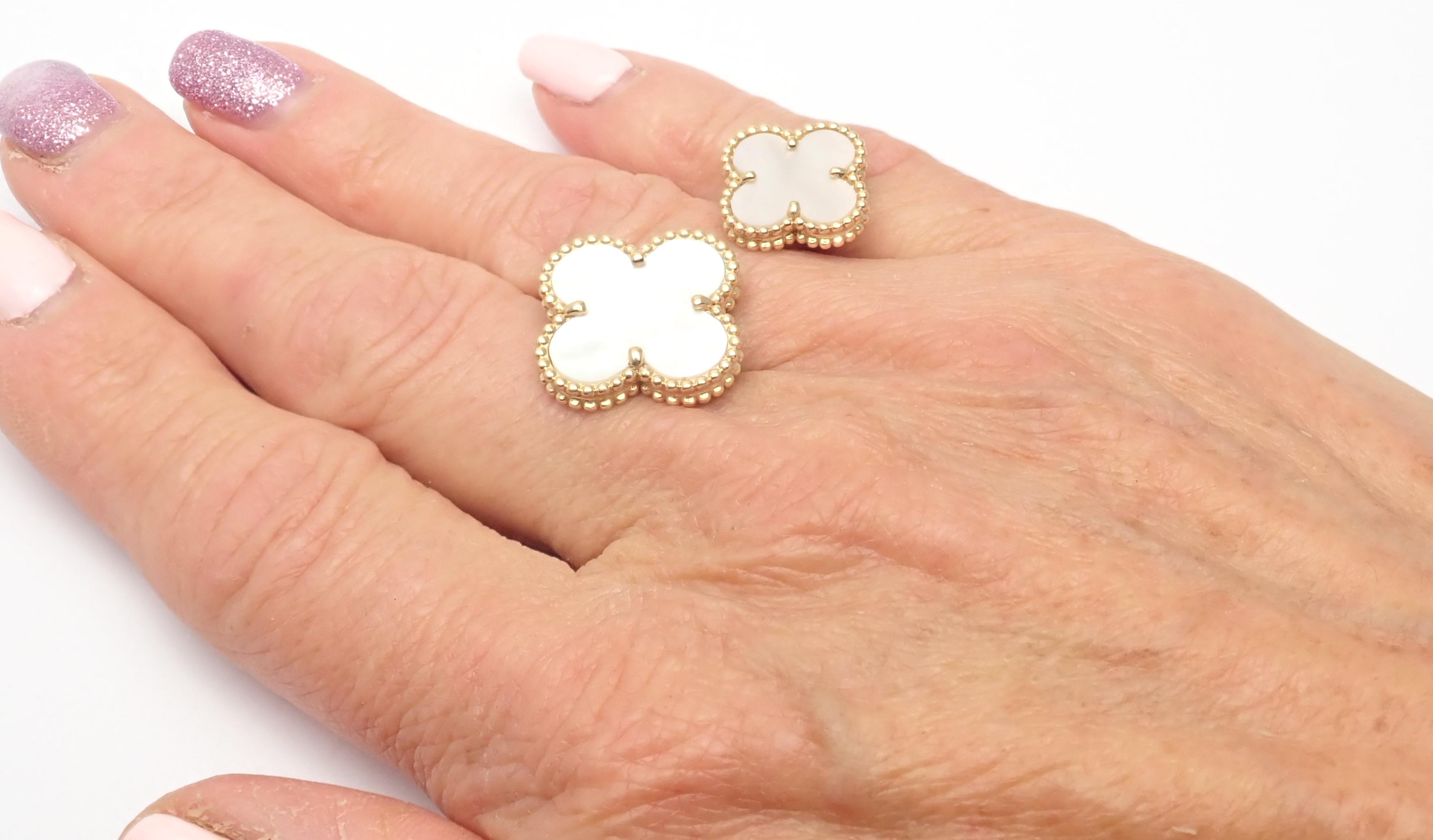 Van Cleef & Arpels Magic Alhambra Mother of Pearl Between Finger Gold Ring 2