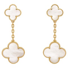 Van Cleef & Arpels Magic Alhambra Mother of Pearl Earrings 18K Yellow Gold
