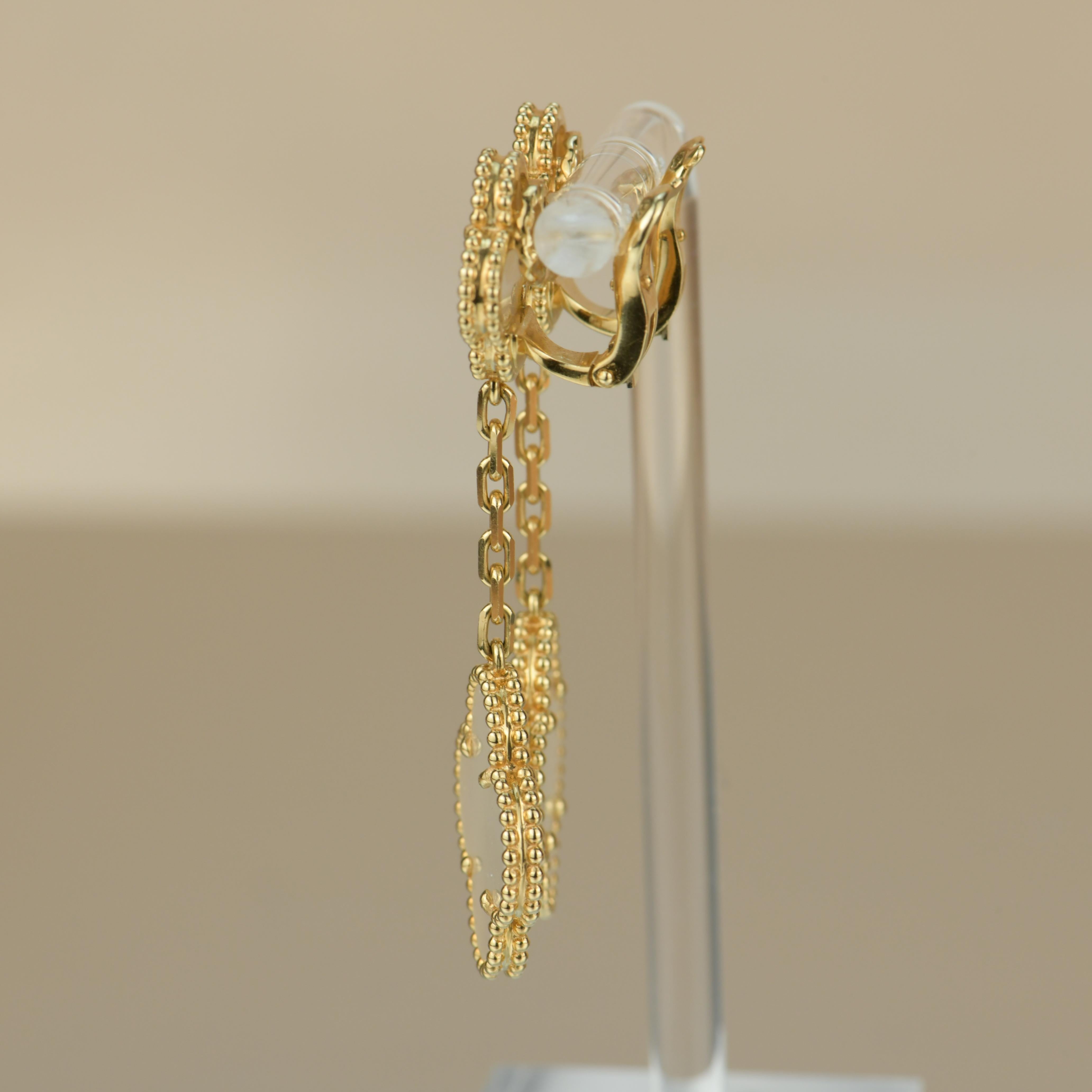 Van Cleef & Arpels Magic Alhambra Mother of Pearl Gold Earrings 3
