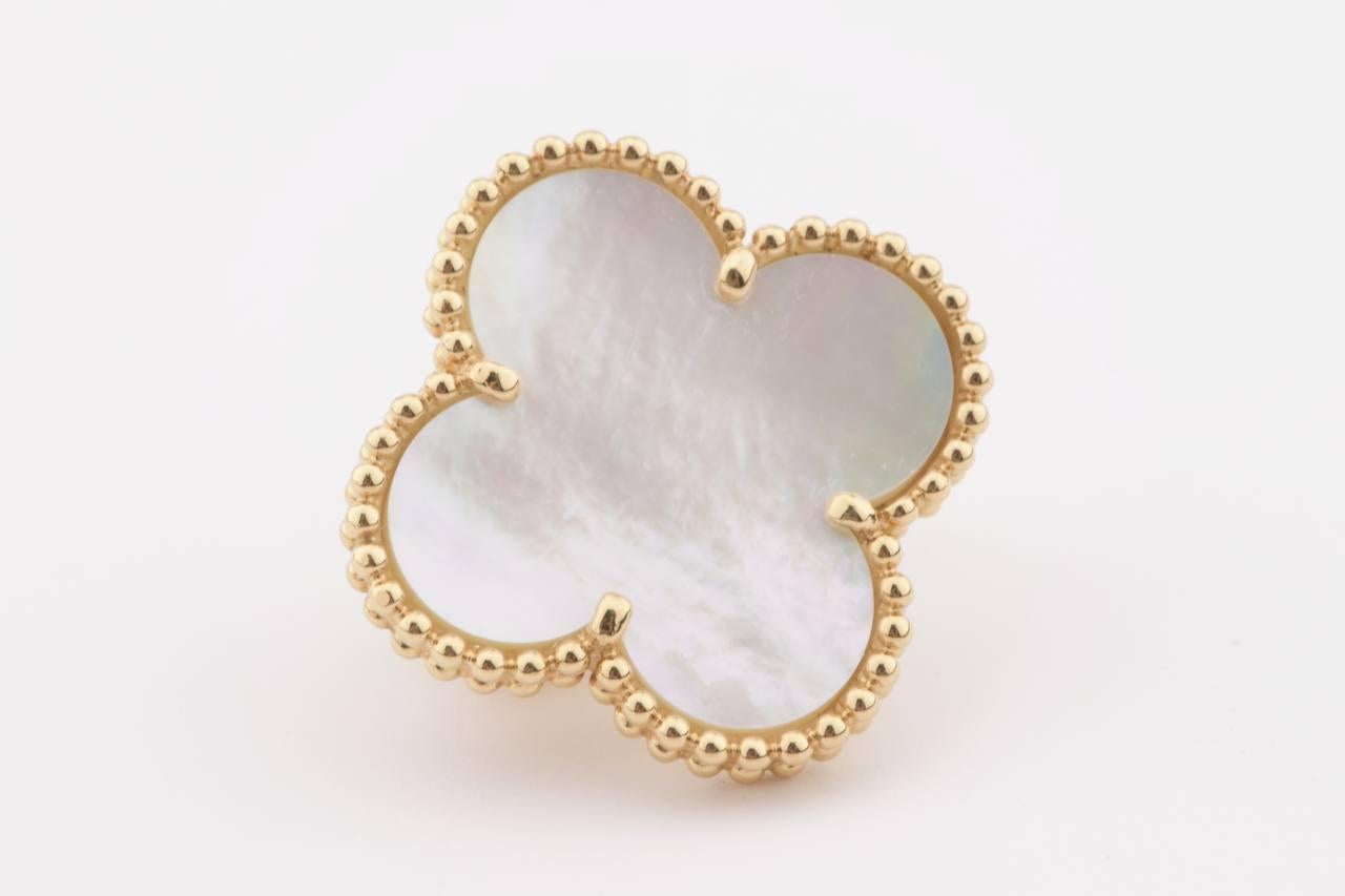 Women's Van Cleef & Arpels Magic Alhambra Mother of Pearl Gold Earrings